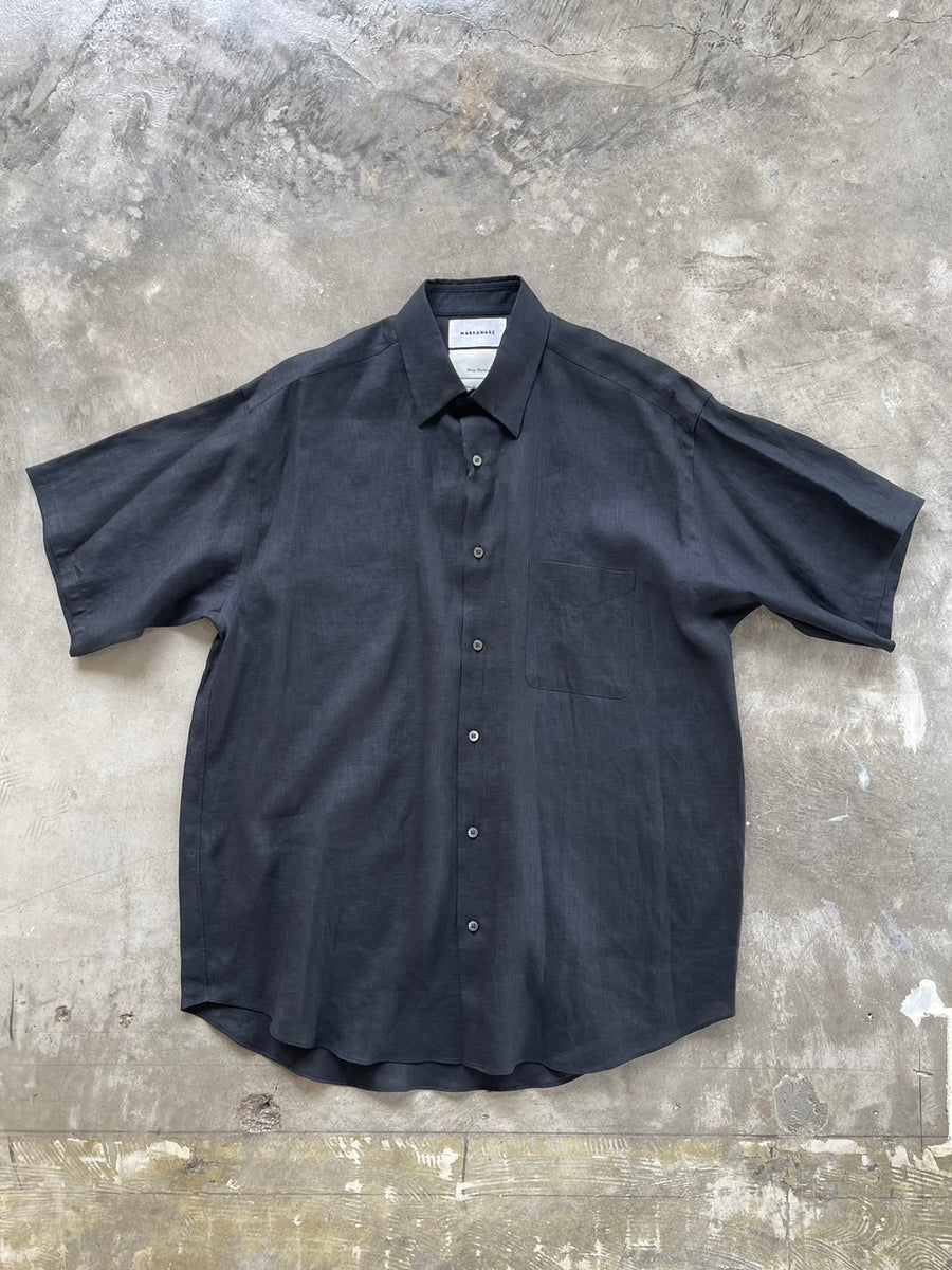 MARKAWARE ヘンプ 半袖シャツ (size/2) MARKAWARE】HEMP SHORTSLEEVE SHIRT | BLACK | EDISTORIAL STORE