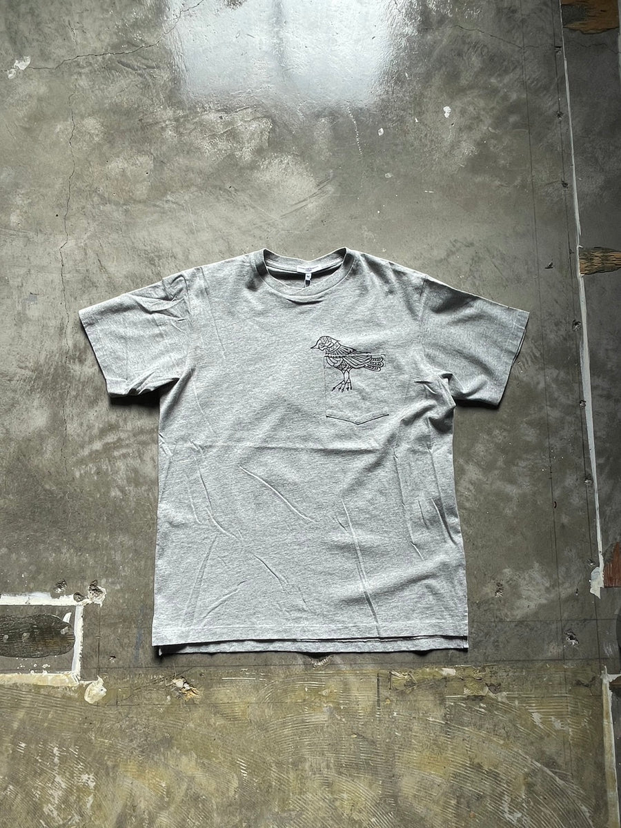 ENGINEERED GARMENTS】PRINTED CROSS CREW NECK T-SHIRT | GREY