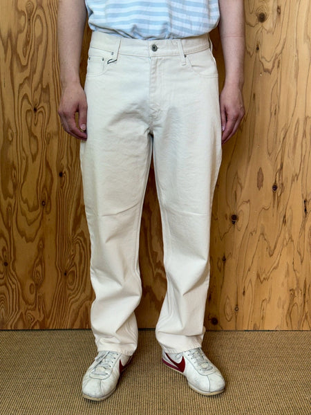 【EVCON】5POCKET WIDE DENIM PANTS | WHITE