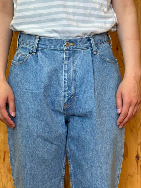 【EVCON】5POCKET TUCK WIDE DENIM PANTS| BLUE