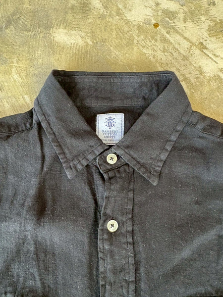 【GAMBERT】LINEN W-POCKET SHIRT | BLACK / WHITE
