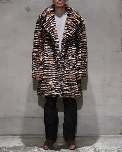 Needles - Pea Coat - Acrylic Fur / Argyle - Green/Purple