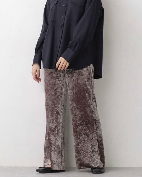 NANO universe VELOUR SIDE SLIT PANTS