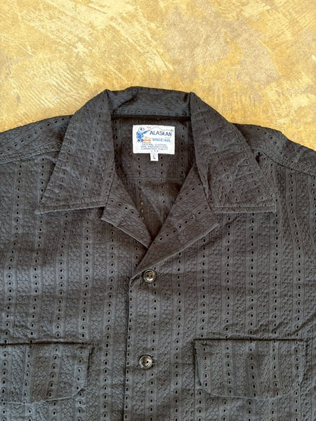 【THE ALASKAN】LACE SHORT SLEEVE SHIRT |  BLACK