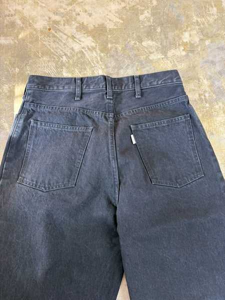 【EVCON】5POCKET TUCK WIDE DENIM PANTS | BLACK