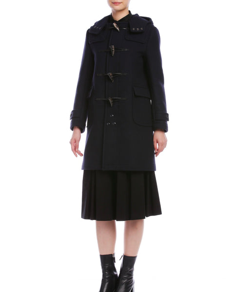 Scye DOUBLE WOVEN WOOL MELTON DUFFLE COAT NAVY
