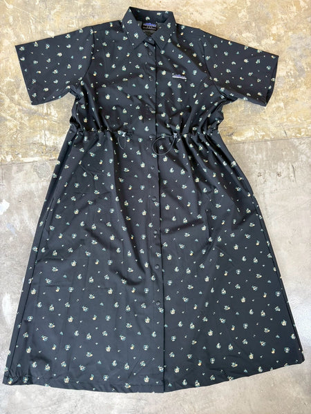 【THOUSAND MILE】FLOWER PRINT SHIRT ONE PIECE | BLACK |