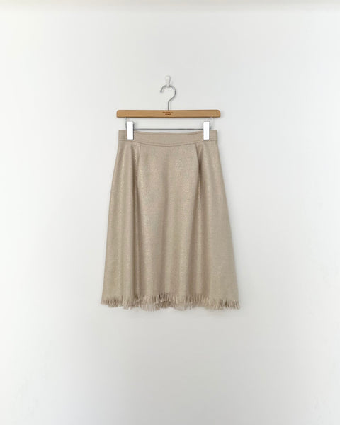 Spick&Span FOIL TWEED FRINGE TUCK SKIRT IVORY