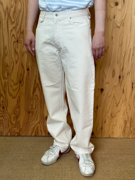 【EVCON】5POCKET WIDE DENIM PANTS | WHITE