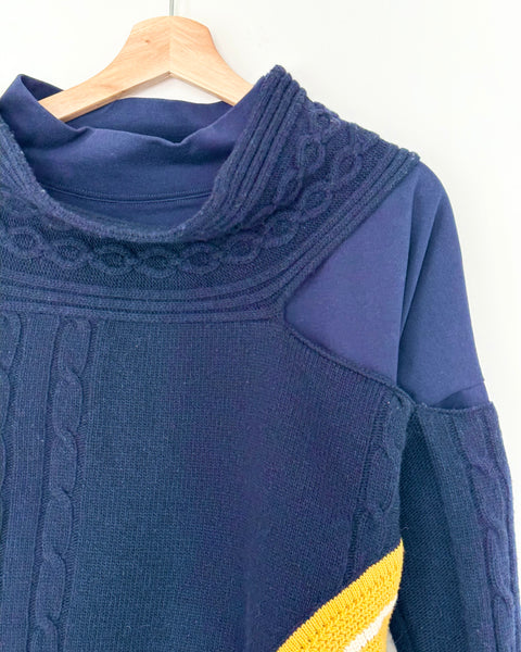 BEAMS BOY A CRAZY CROPPED KNIT NAVY