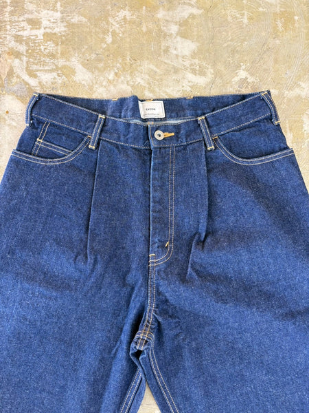 【EVCON】5POCKET TUCK WIDE DENIM PANTS | INDIGO
