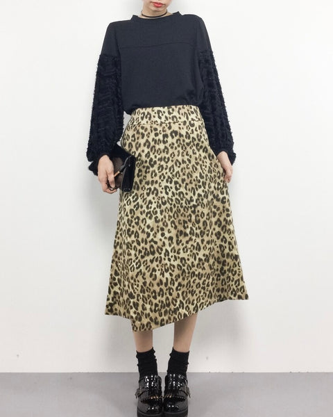 IENA MOSSER LEOPARD SLIT SKIRT