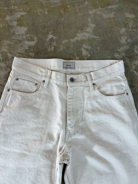 【EVCON】5POCKET WIDE DENIM PANTS | WHITE