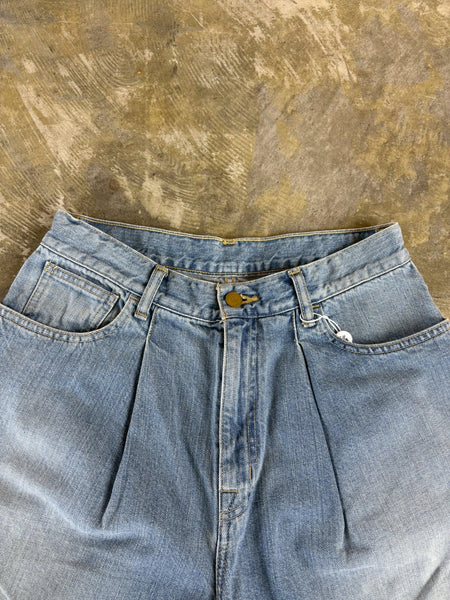 【SEASAW71】PLEATS DENIM SHORTS | LIGHT BLUE
