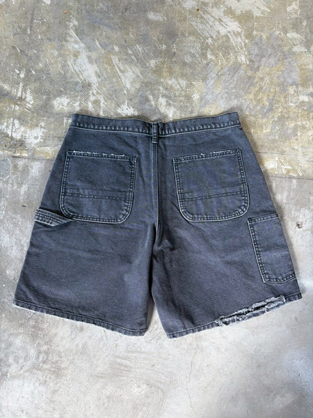 [TRISECT2] DAMAGE DENIM SHORT PANTS | BLACK