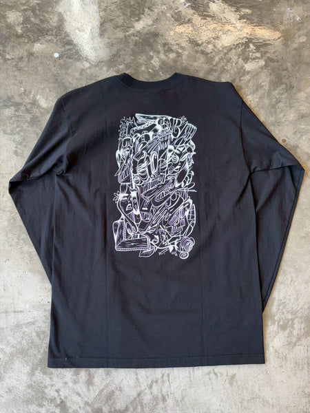 [MASH UP] EMBROIDERY BACK PRINT L/S TEE | BLACK