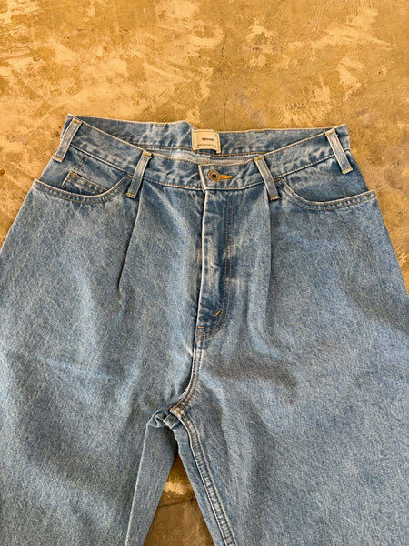 【EVCON】5POCKET TUCK WIDE DENIM PANTS| BLUE