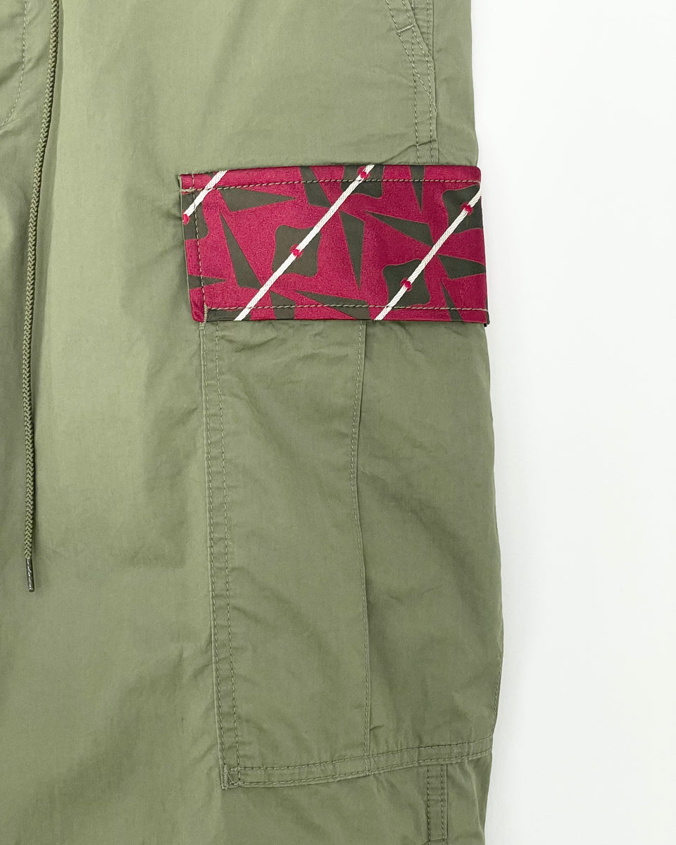 [MASH UP] SILK FLAP MILITARY CARGO PANTS | RED | EDISTORIAL STORE