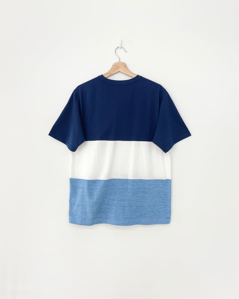[MASH UP] MEDAL ATTACHED WIDE BORDER TEE | BLUE