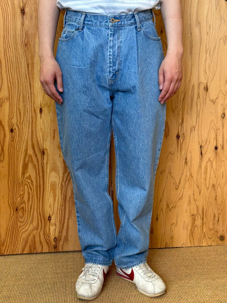 【EVCON】5POCKET TUCK WIDE DENIM PANTS| BLUE