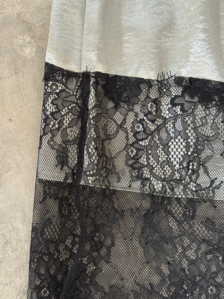 【BEAMS HEART】SATIN × LACE SKIRT | GRAY / PINK