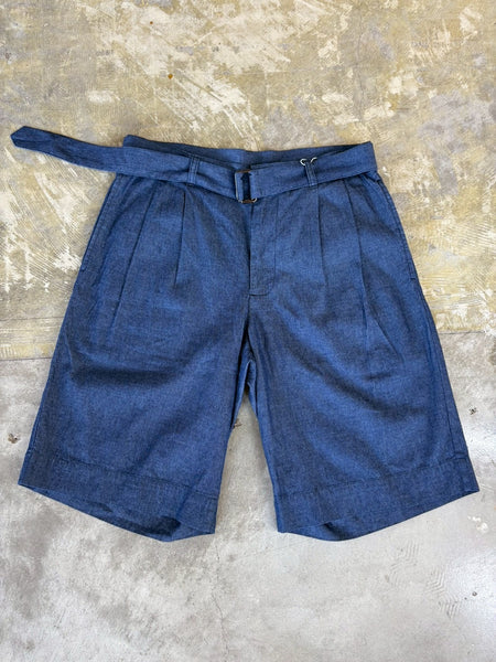 【Traditional Weatherwear】CHAMBRAY BELTED SHORT PANTS