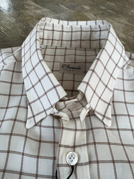 【ERRICO FORMICOLA】 Windowpane Tab Collar Shirt