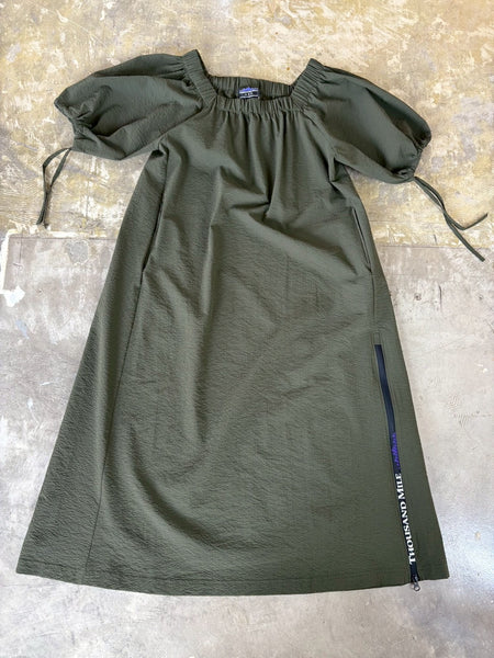 【THOUSAND MILE】BALLOON SLEEVE ONE PIECE | KHAKI |