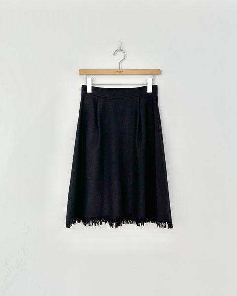 Spick&Span FOIL TWEED FRINGE TUCK SKIRT BLACK