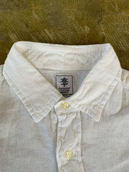 【GAMBERT】LINEN W-POCKET SHIRT | BLACK / WHITE