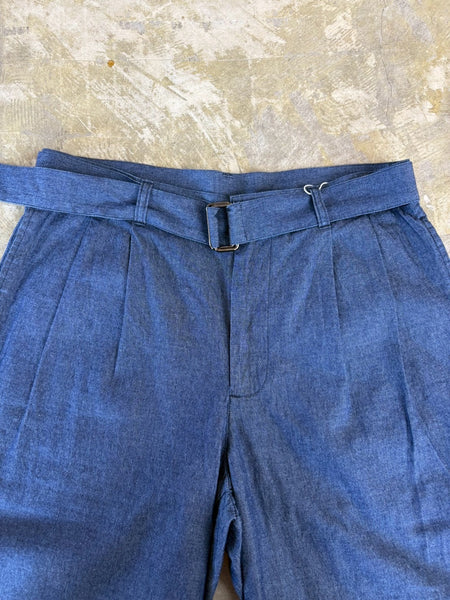 【Traditional Weatherwear】CHAMBRAY BELTED SHORT PANTS
