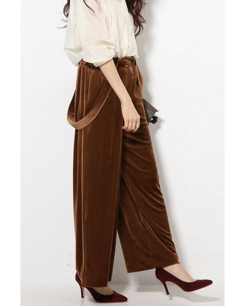 Spick&Span VELOUR SUSPENDER PANTS