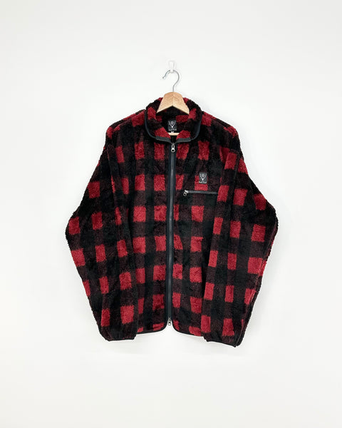 South2 West8 BAFFALO PLAID FAUX BOA PIPING JACKET RED