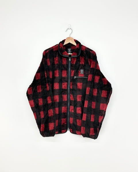 South2 West8 BAFFALO PLAID FAUX BOA PIPING JACKET RED