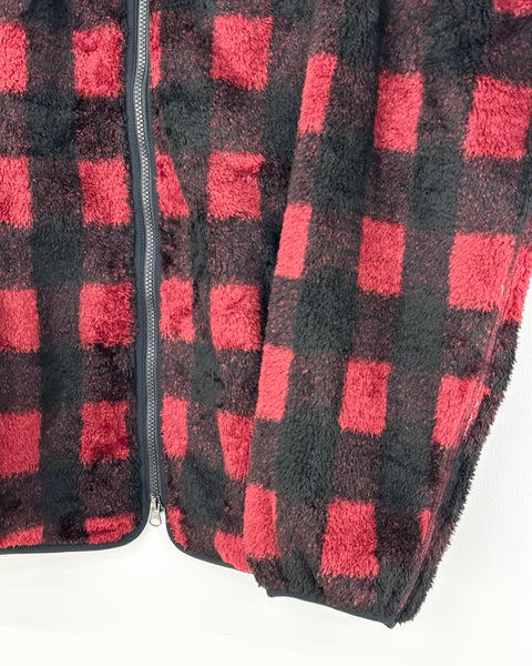 South2 West8 BAFFALO PLAID FAUX BOA PIPING JACKET RED