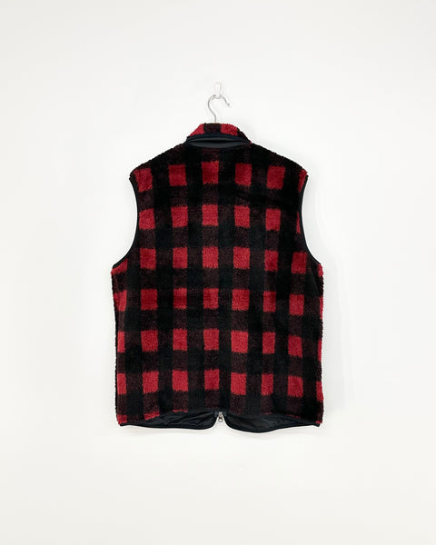 South2 West8 BAFFALO PLAID FAUX BOA PIPING VEST RED