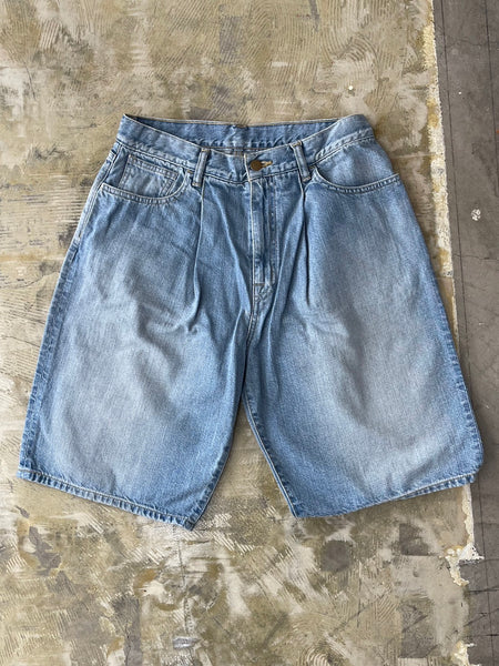 【SEASAW71】PLEATS DENIM SHORTS | LIGHT BLUE