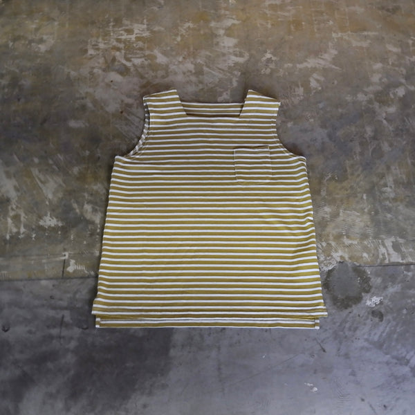 【ENGINEERED GARMENTS】STRIPED T-SHIRT | YELLOW | KHAKI