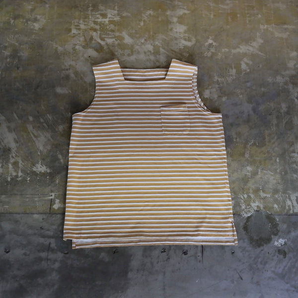 【ENGINEERED GARMENTS】STRIPED T-SHIRT | YELLOW | KHAKI