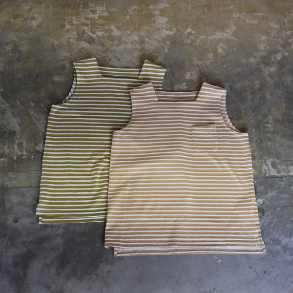 【ENGINEERED GARMENTS】STRIPED T-SHIRT | YELLOW | KHAKI