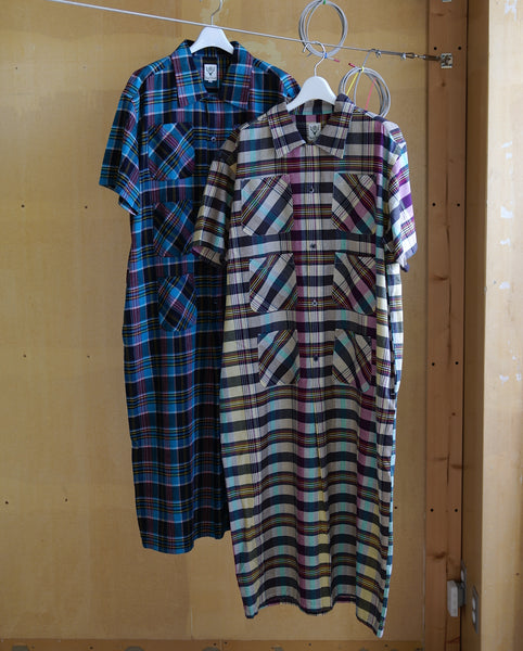 【South2 West8】S/S 6POCKET SHIRT DRESS | BLUE|IVORY