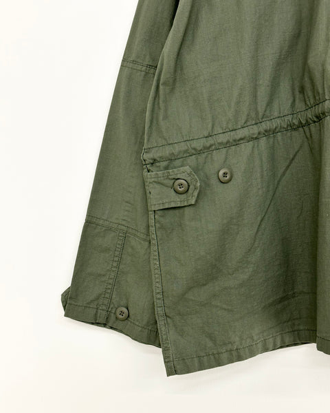 MASH UP DENIM POCKET COLLARLESS BDU JACKET OLIVE