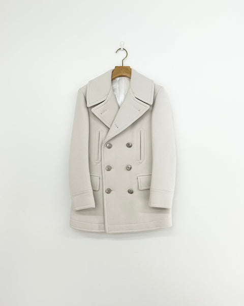 Scye Super120's MELTON PEACOAT ECRU