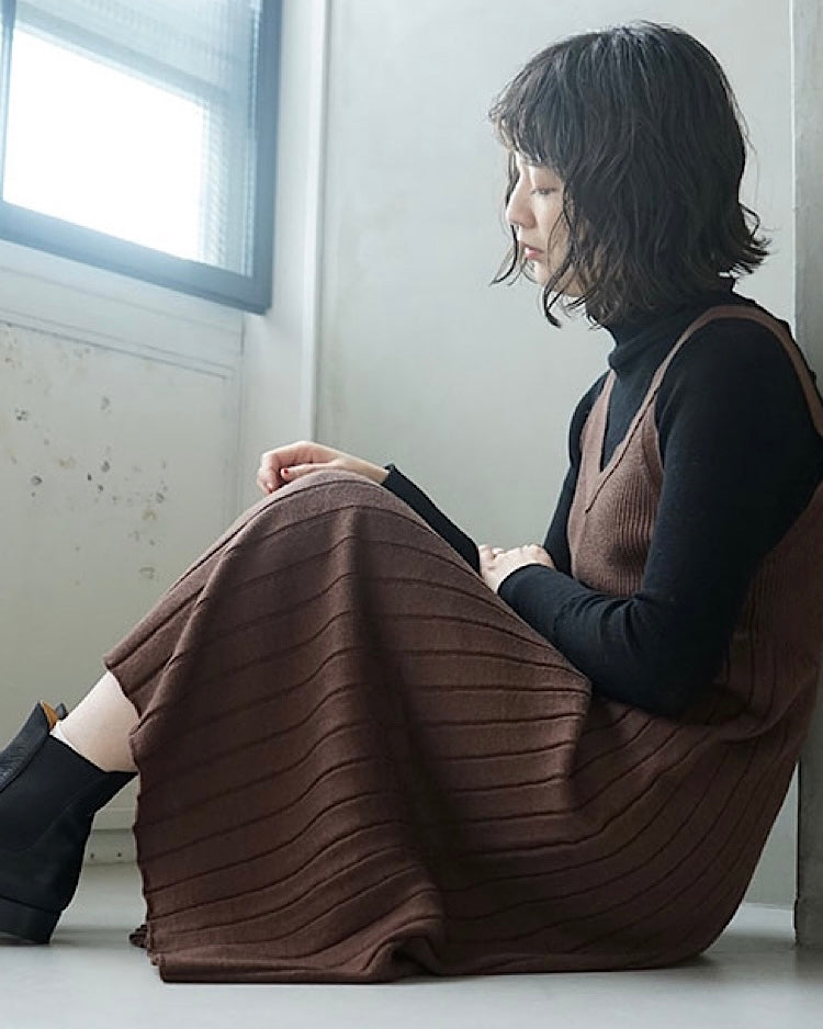 Phlannel Worsted Wool Knit きめ細か Rib Dress