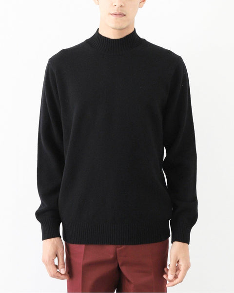 MARS KNIT WEAR LAMBSWOOL PLAIN TURTLE NECK KNIT BLACK
