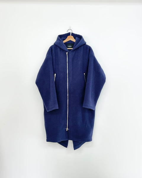 UNUSED FISHTAIL HOODED WOOL COAT