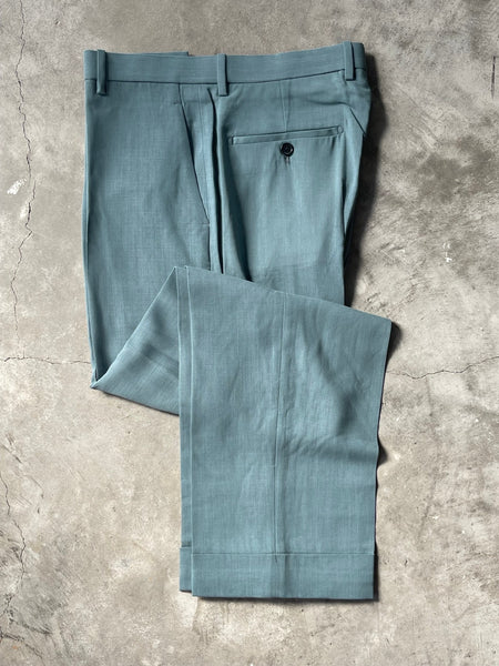 【Text】TROPICAL WOOL NO TUCK PANTS | OLIVE