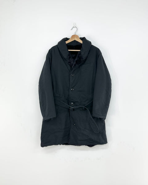 ENGINEERED GARMENTS SHAWL COLLAR REVERSIBLE COAT BLACK