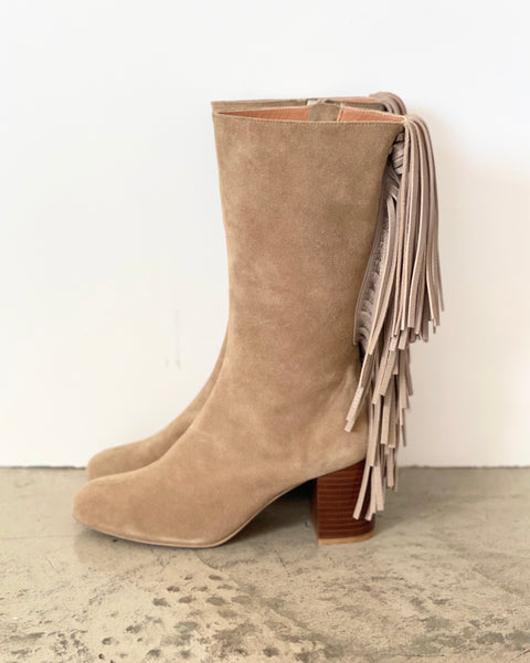 [PIPPICHIC]SUEDE FRING HEEL BOOTS