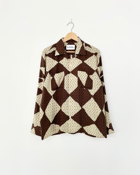 【NOMA t.d.】ARGYLE OPEN COLLAR L/S SHIRT | BEIGE